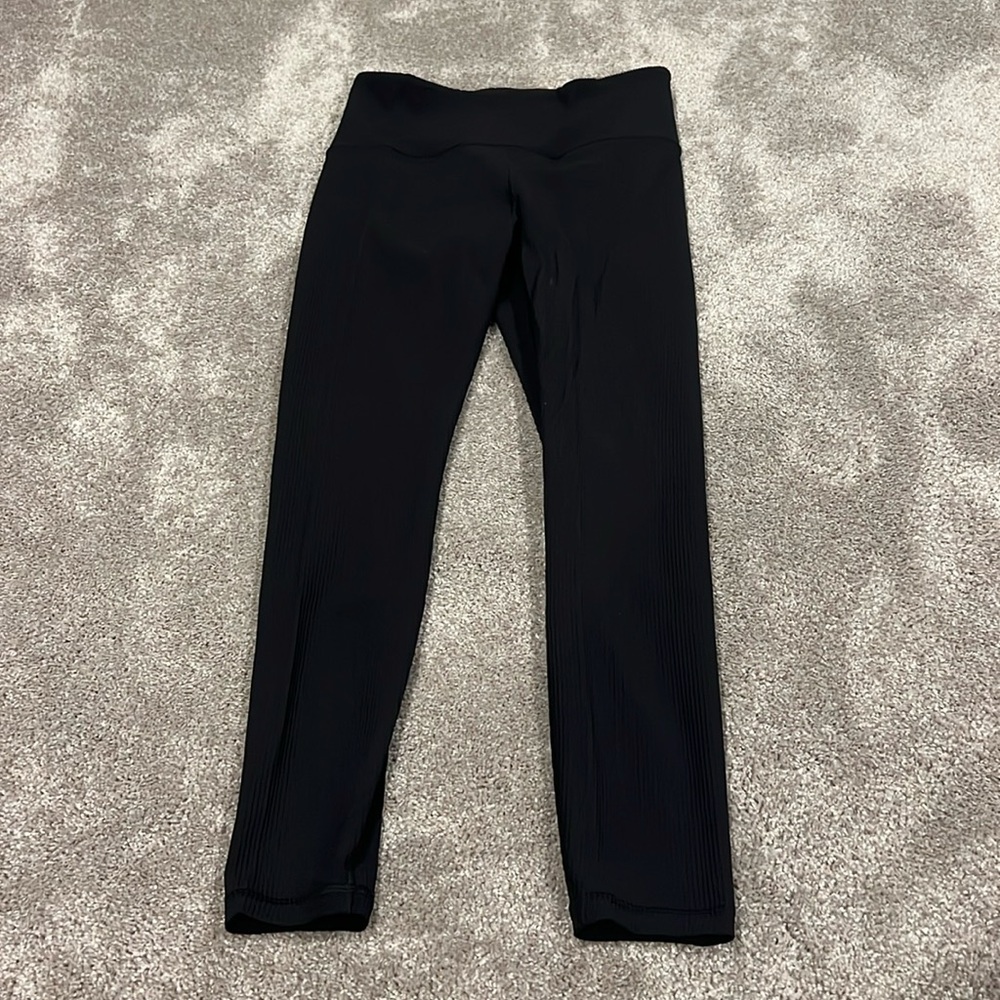 black ribbed athleta leggings